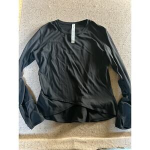 Lululemon Rulu Gathered Waist Long Sleeve Running Top Women's XL Black